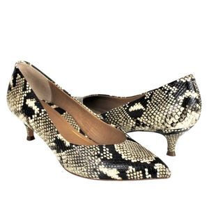 Vionic "Josie" Natural Snake Skin Kitten Heel Pointed Toe Pump Size 7